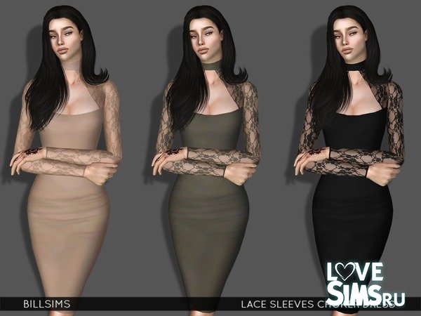 Платье Lace Sleeves Choker от Bill Sims
