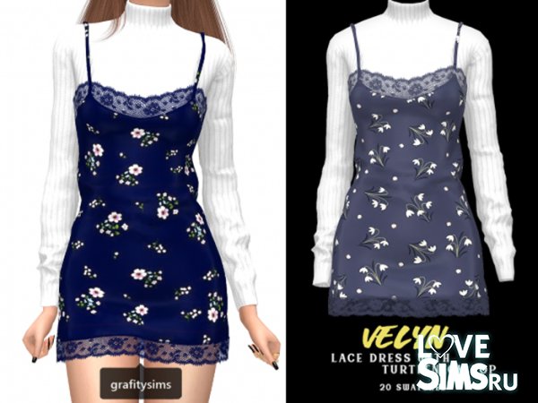 Платье Velyn lace dress with turtleneck top