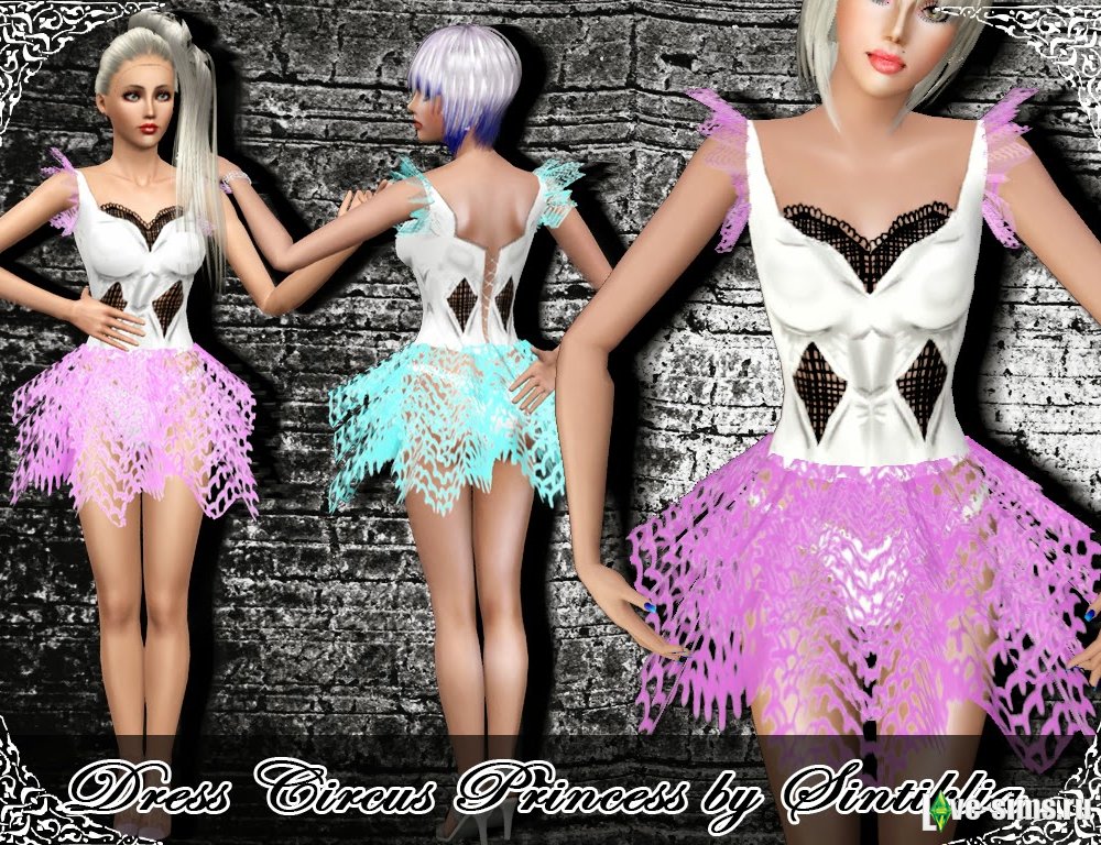 RESS CIRCUS PRINCESS(5 VARIANTS) BY SINTIKLIA FOR SIMS 3