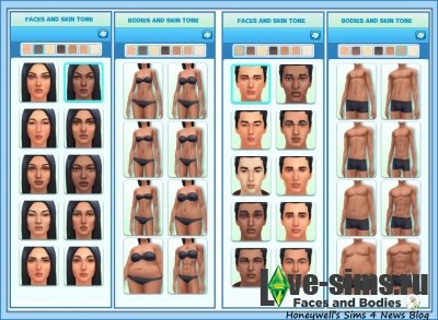 Скинтоны лица и фигуры в The Sims 4