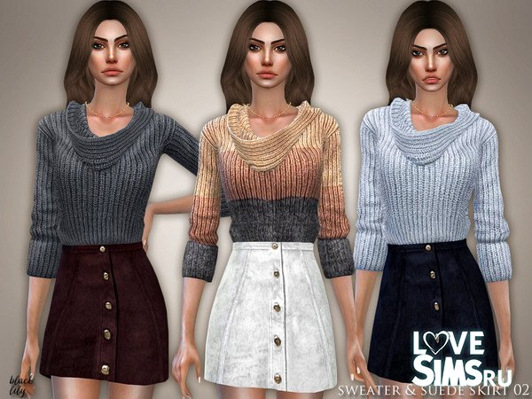 Комплект Sweater & Suede Skirt 02 от Black Lily