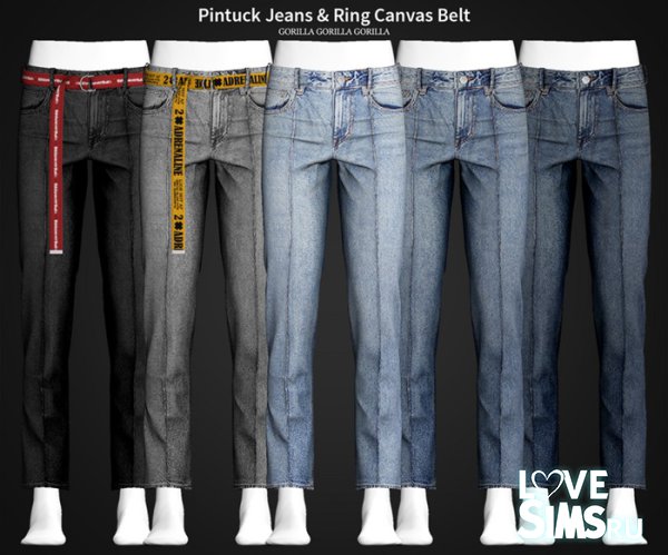 Джинсы Pintuck Jeans & Ring Canvas Belt