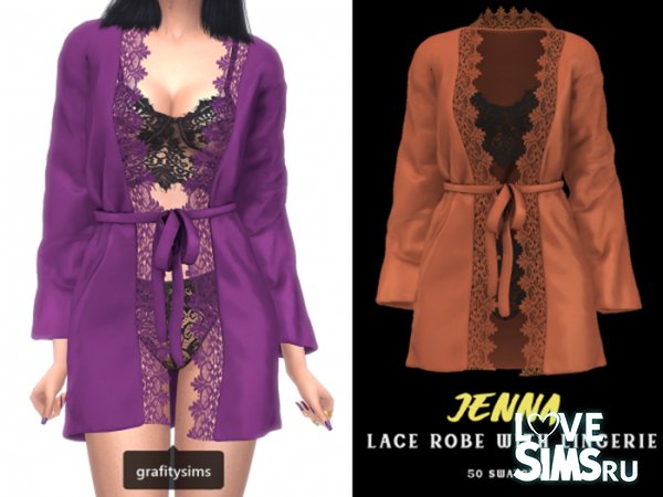 Халат Jenna lace robe with lingerie