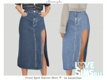 Юбка Front Split Denim Skirt